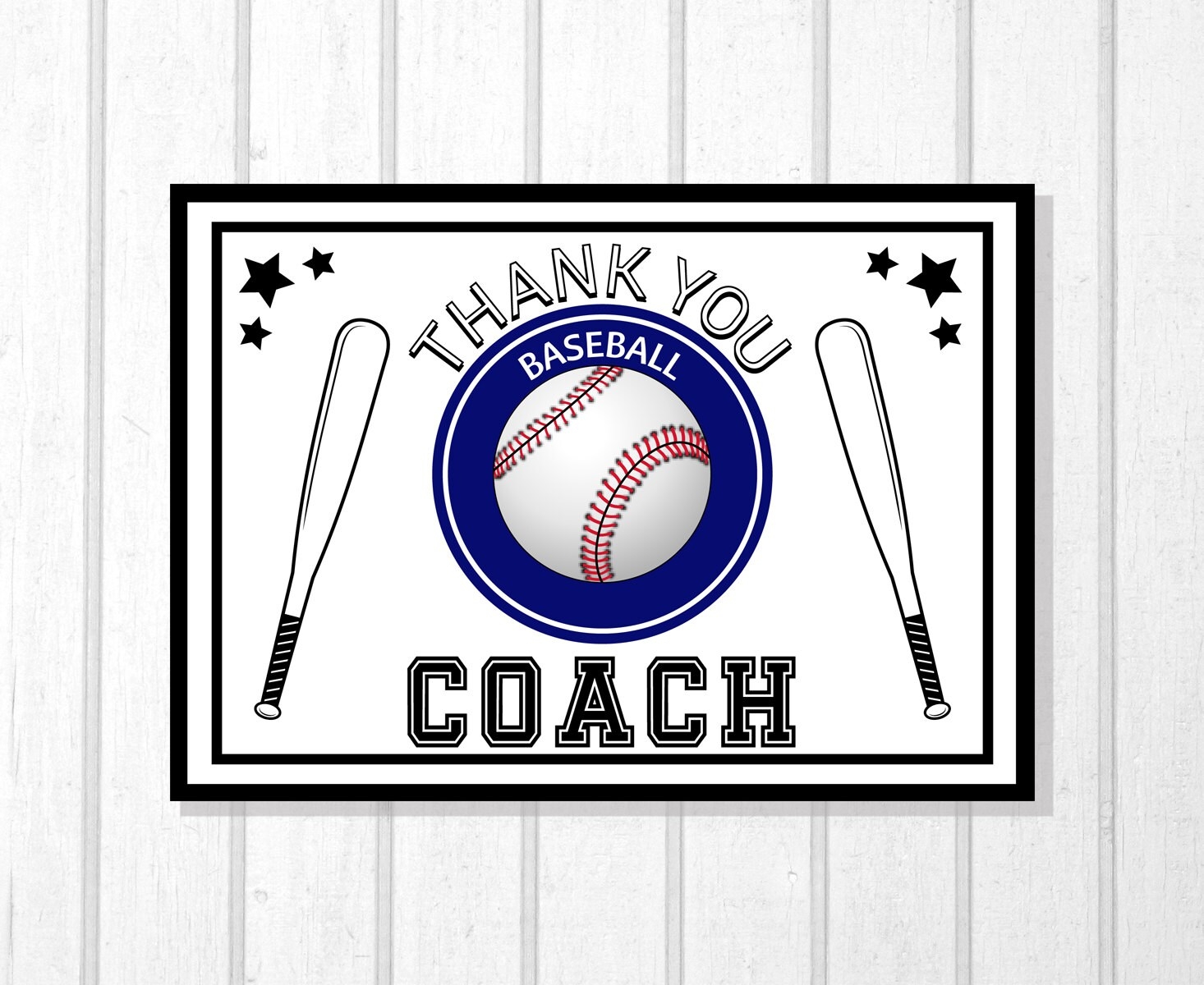 Thank You Baseball Coach Greeting Card Printable Downloadable Athletic Card 5 X 7 Inches Digital File Appreciation Gift Thanks Etsy