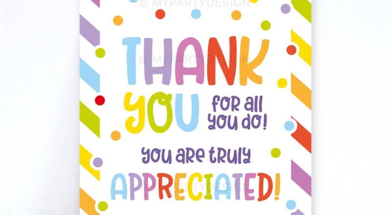 Thank You For All You Do Sign Printable PDF My Party Design