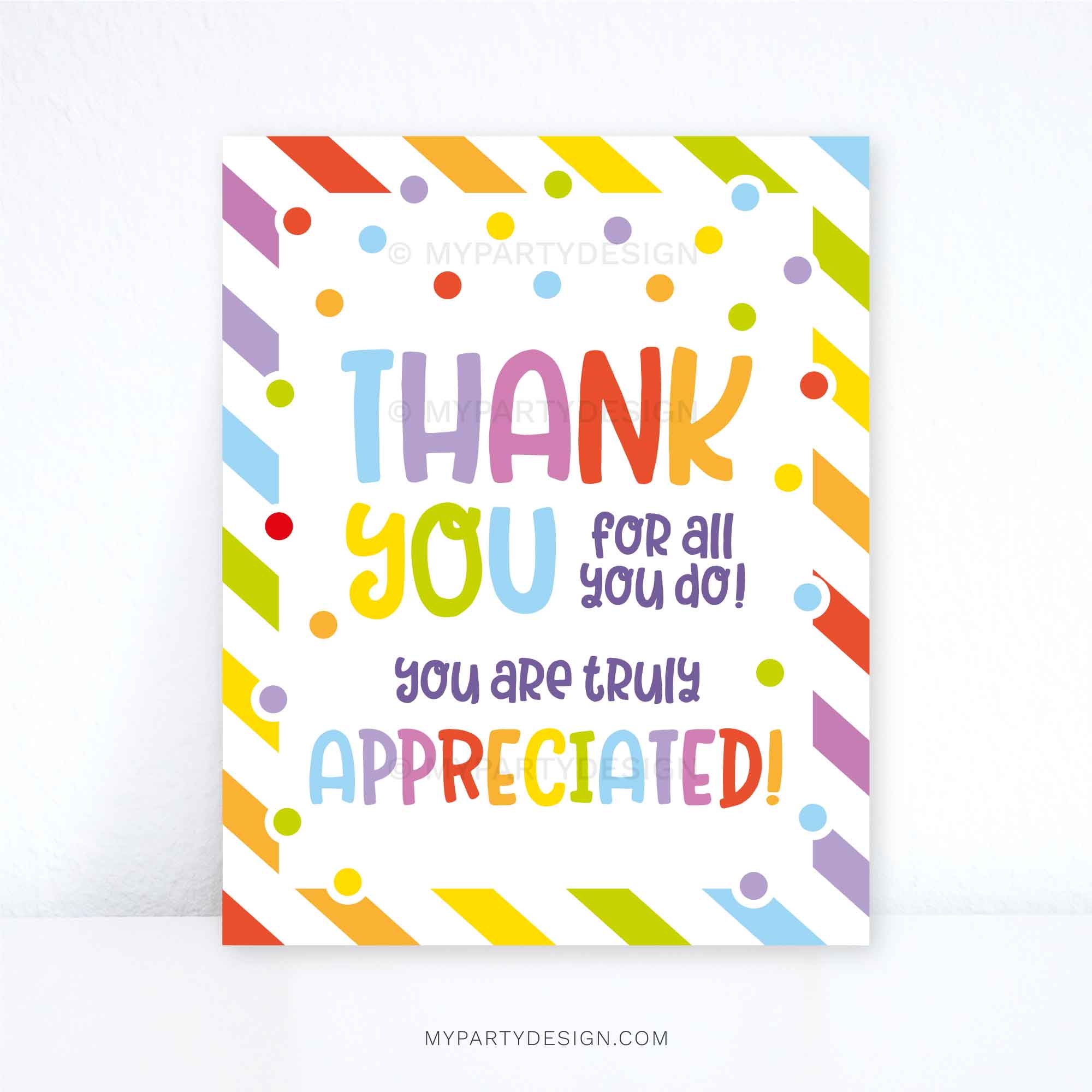 Thank You For All You Do Sign Printable PDF My Party Design