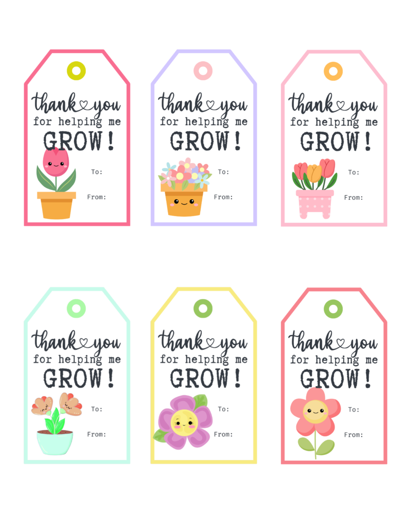 Thank You For Helping Me Grow Free Printable Gift Tags Baking You Happier