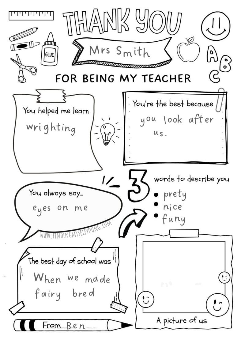 Thank You Teacher Appreciation Free Printable PDF Finding Myself Young