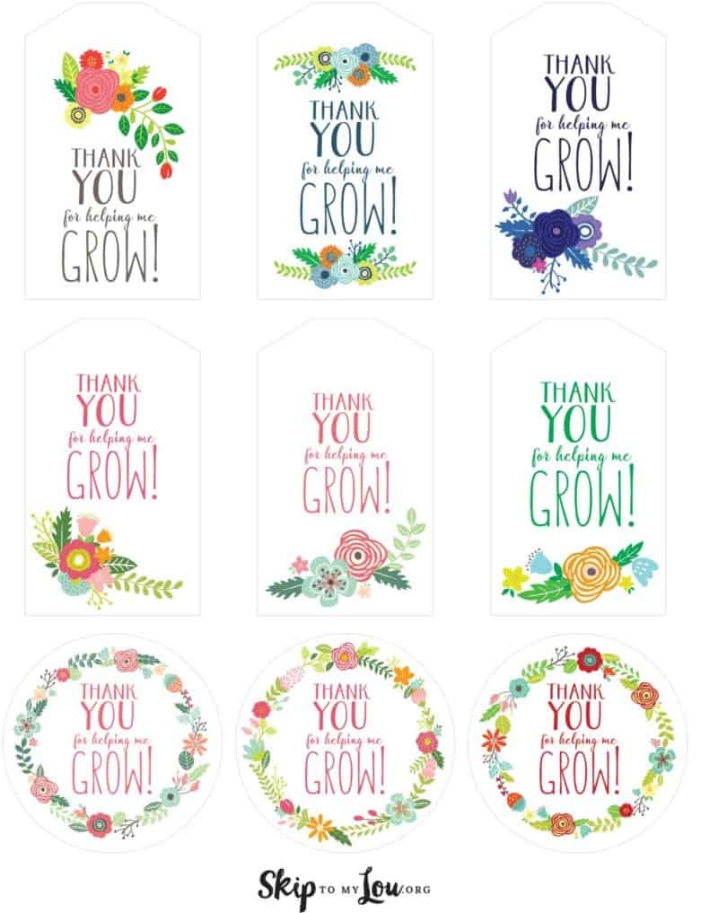 Thanks For Helping Me Grow Free Printable Printable Party Favors