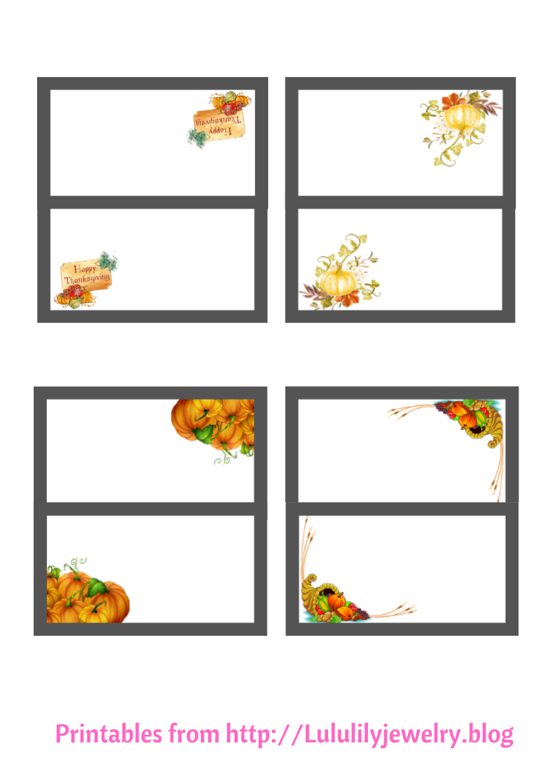 Thanksgiving Place Cards Printable Set LululilyJewelry Blog