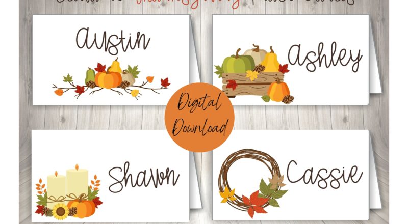 Thanksgiving Place Cards Thanksgiving Food Labels Printable Fall Place Cards Digital Download Place Setting Name Cards Fall Table Decor Etsy