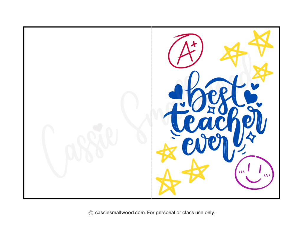 THE BEST Teacher Thank You Cards 21 Free Printables Cassie Smallwood